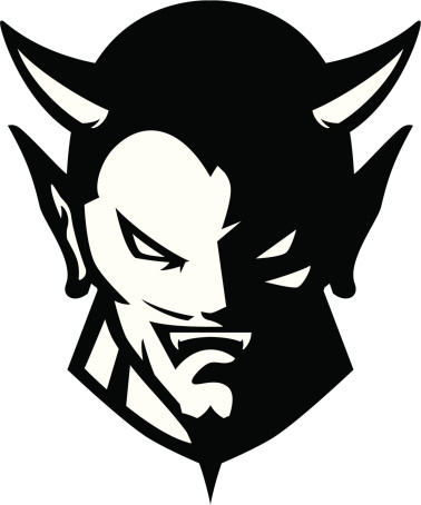 Devil head mascot B&W