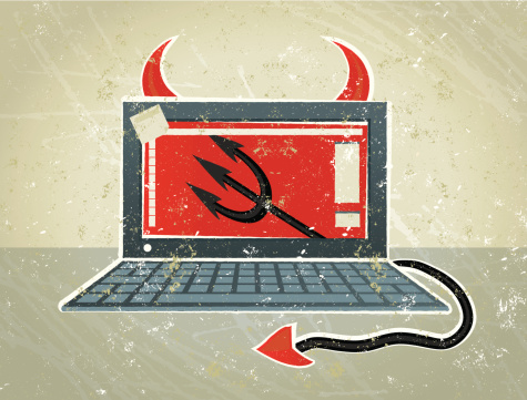 Devil Laptop Computer with Horns and a Tail