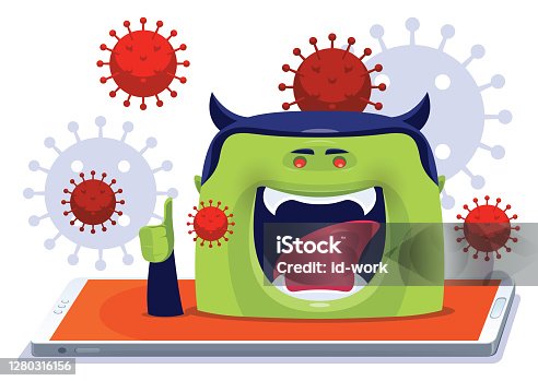 istock devil with virus emerging from smartphone 1280316156