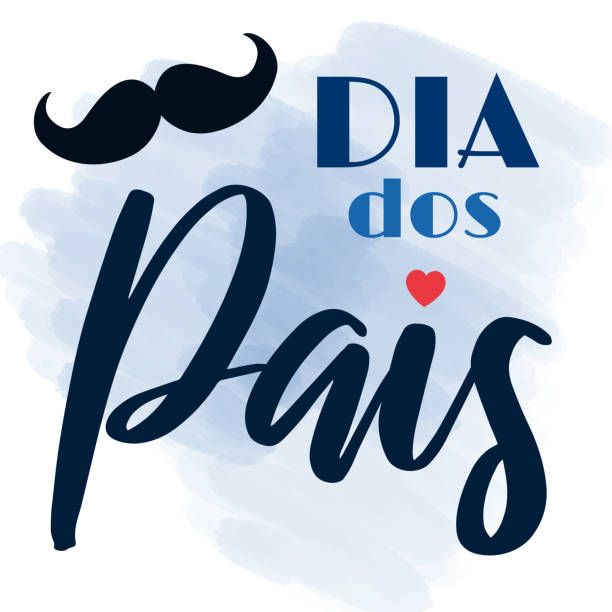 디아 도스 파이스 - 포르투갈어에 아버지의 날 문자. 아빠를위한 브라질 축하 카드. 배너, 전단지, 인사말 카드에 대한 벡터 일러스트레이션 - dia dos pais stock illustrations