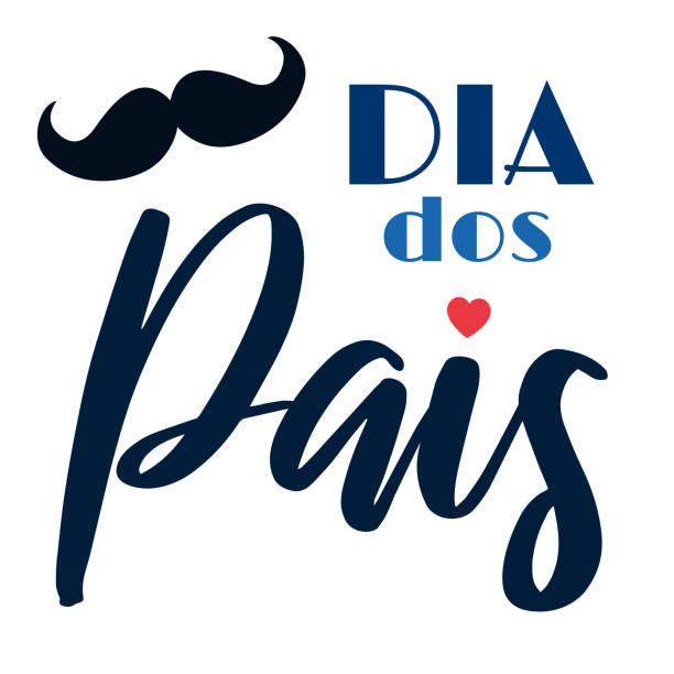 迪亞多斯派斯 - 父親節字母在葡萄牙文。巴西慶祝卡為爸爸。橫幅、傳單、賀卡向量圖。 - dia dos pais 幅插畫檔、美工圖案、卡通及圖標