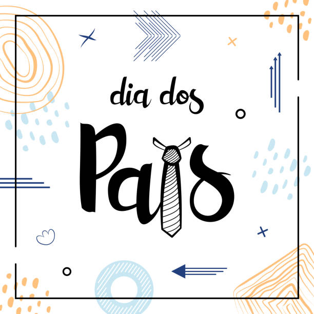dia dos pais означает счастливый день отца в бразилии. плакат с надписями на португальском языке с галстуком. вектор - dia dos pais stock illustrations