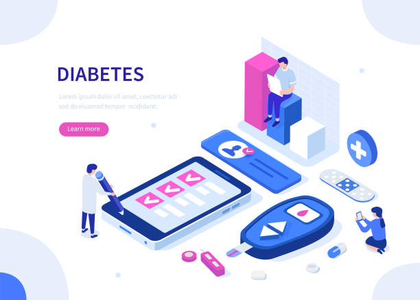 diabetes Diabetes monitoring concept. Can use for web banner, infographics, hero images. Flat isometric vector illustration. chronic pain stock illustrations