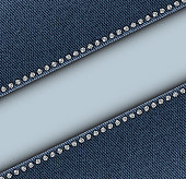 Diagonal stripe between denim with sequins along borders.