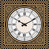 Dial Victorian clock in the style of Big Ben. Vector editable template