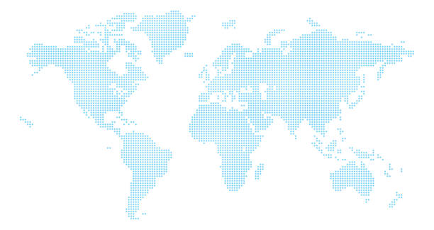 Diamond Flat Squares Map World Background A world map background made of squares or diamond shapes global connection stock illustrations
