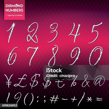 istock Diamond numbers and symbols set, Italic Lettering 505526052