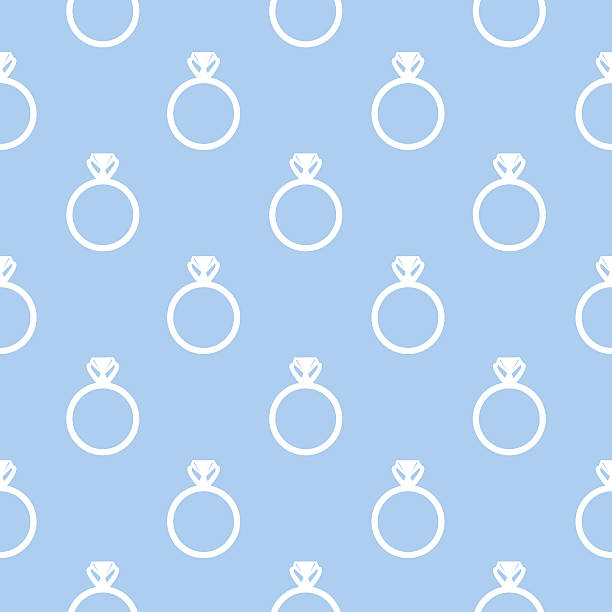 Diamond Ring Pattern Vector pattern of white diamond rings on a light blue background. wedding patterns stock illustrations