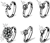 Vintage illustration of  Diamant rings.