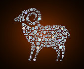 Illustration of shiny diamond sheep, symbol of 2015 year