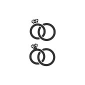 istock Diamond wedding rings black isolated icons. 1050936498