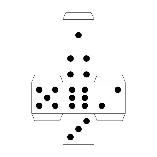 Dice paper template. Craft model for table games. Isolated vector illustration on the white background. Dice paper template. Craft model for table games. Isolated vector illustration on the white background. dice stock illustrations