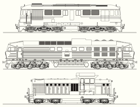 Diesel  locomotives drawing set