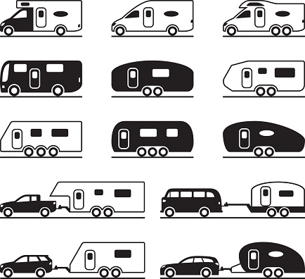Different caravans and campers