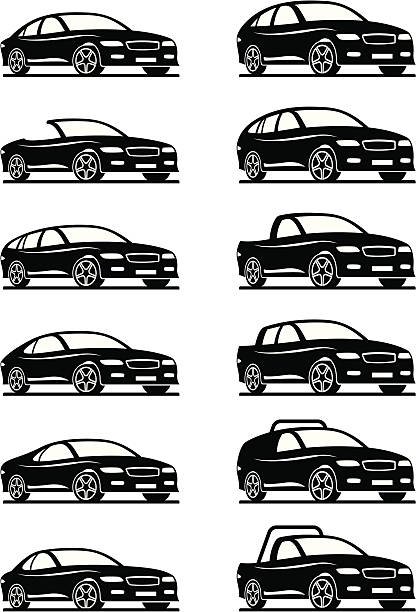 Different cars and off road Different cars and off road - vector illustration car silhouettes stock illustrations
