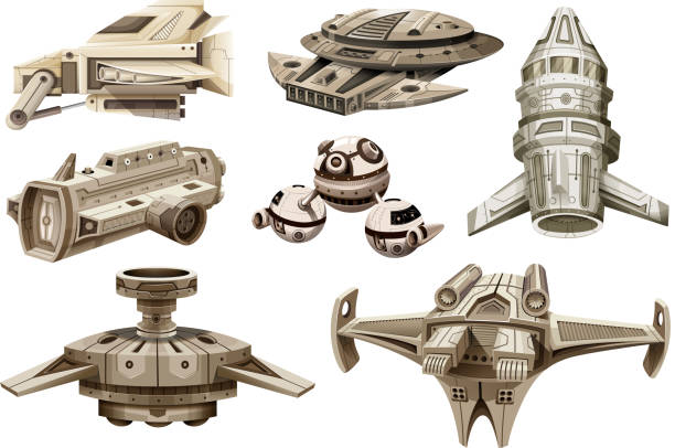 stockillustraties, clipart, cartoons en iconen met different designs of spaceships - ruimteschip