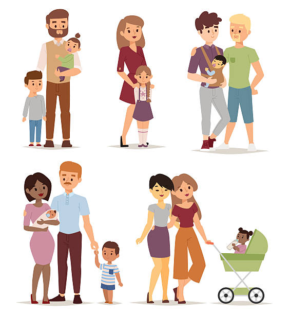 different family vector illustration. - 同性戀者 幅插畫檔、美工圖案、卡通及圖標