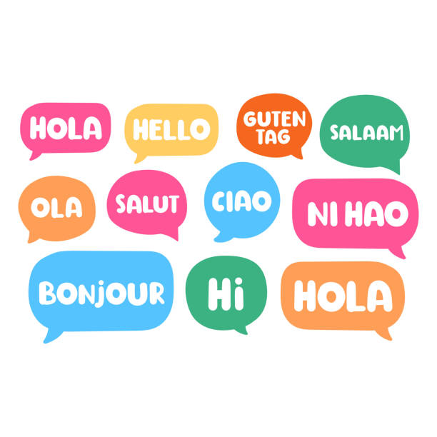 Different languages. Translation concept. Hand drawn vector icon illustrations on white background language stock illustrations