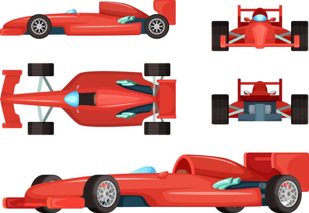 Different sides of sport cars. Vector illustration isolated Different sides of sport cars. Vector illustration isolated. Car speed formula racecar stock illustrations