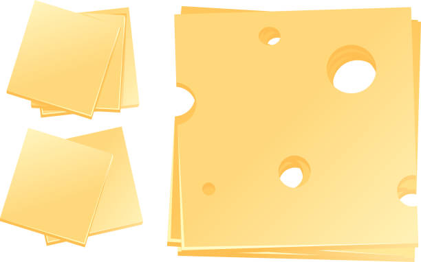 Different slices of cheese vector art illustration