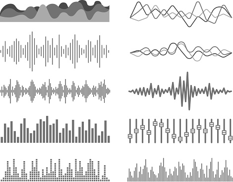 Different sound waves vector set