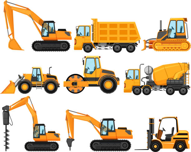 Different types of construction trucks Different types of construction trucks illustration truck clipart stock illustrations