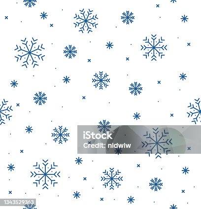 istock Different Winter Snowflake Seamless Pattern Background. Vector 1343529363