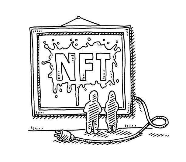 nft 디지털 아트워크 컨셉 드로잉 - nft stock illustrations