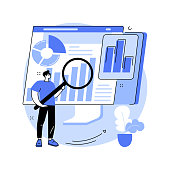 Digital auditing abstract concept vector illustration. Digital accountancy service, business auditing online, internet marketing audit, company website, UI element, menu design abstract metaphor.