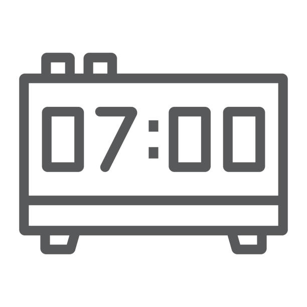 Best Alarm Clock Flat Linear Icon. Clock Isolated On White Background ...