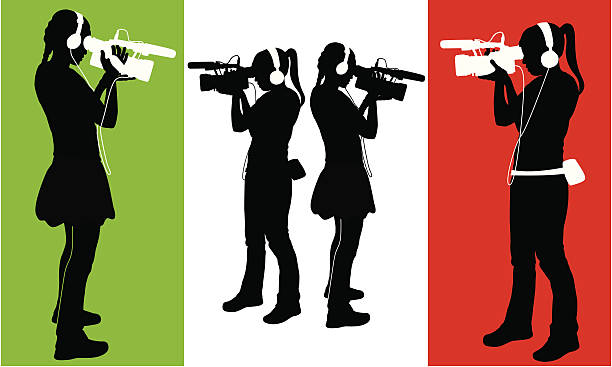 Digital Filmmakers ( Vector ) Creative digital filmmakers. movie silhouettes stock illustrations