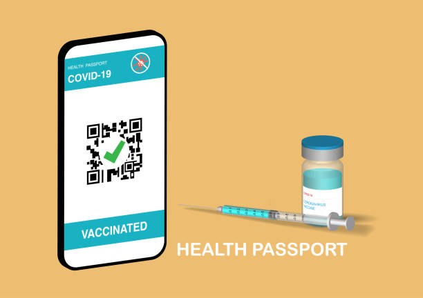 Digital health passport after covid-19 vaccination vector art illustration