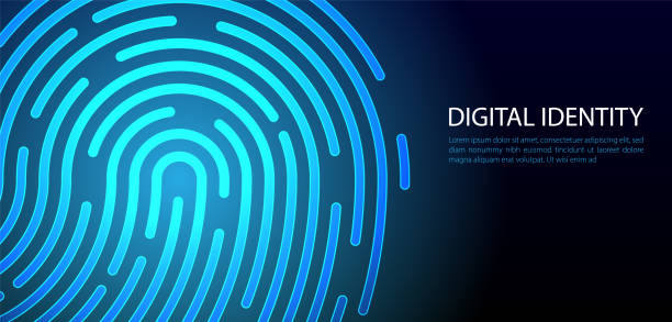 Digital Identity Virtualization on Dark Background. vector art illustration
