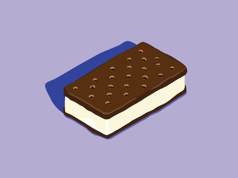 Digital illustration of a chocolate ice cream sandwich 