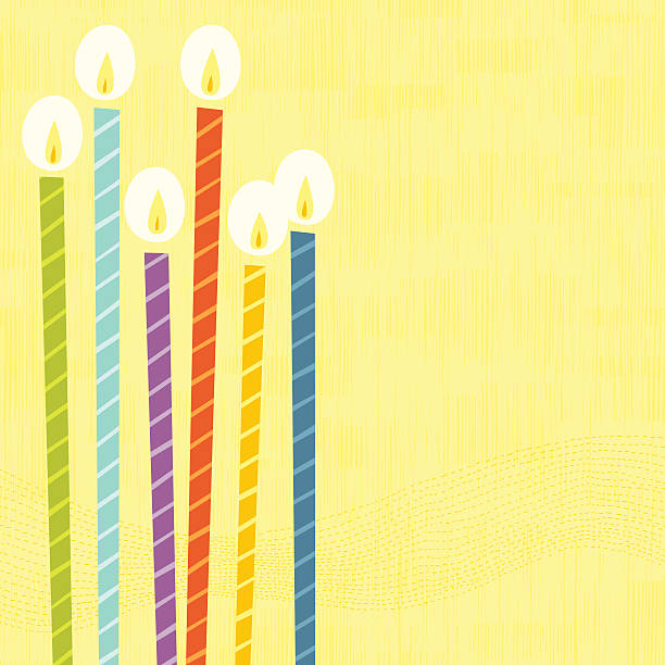 A digital image of six colorful lit birthday candles  vector art illustration