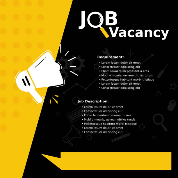 Digital job vacancy template, flyer for social media Modern job vacancy square web banner for social media post mobile apps. Hiring job template for company or coporate recruitment designs stock illustrations