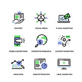 Digital Marketing Line Icon Set