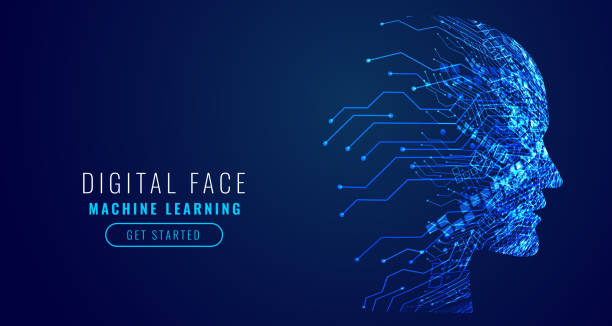 digital technology face artificial intelligence concept design digital technology face artificial intelligence concept design machine learning stock illustrations
