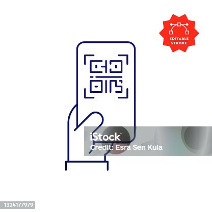 istock Digital Vaccine Passport on Mobile Phone Screen Line Icon with Editable Stroke 1324177979