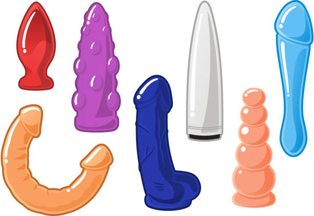 stockillustraties, clipart, cartoons en iconen met dildo set - vibrator
