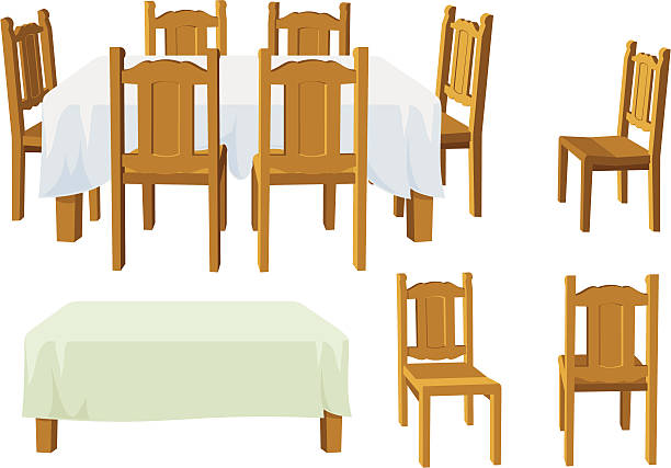 Dining Room Furniture vector art illustration