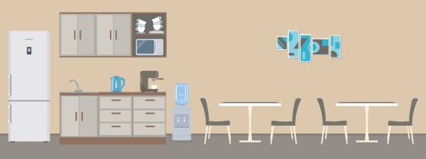 Dining room in the office vector art illustration