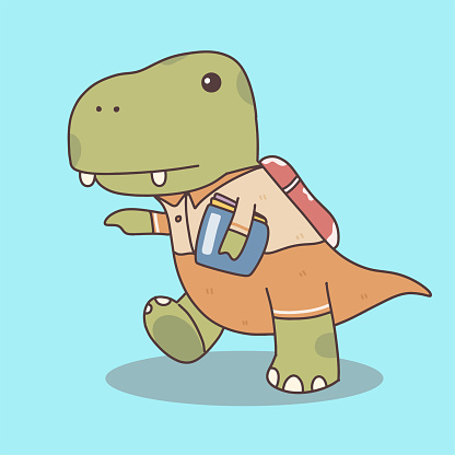 dinosaur animal student character, back to school