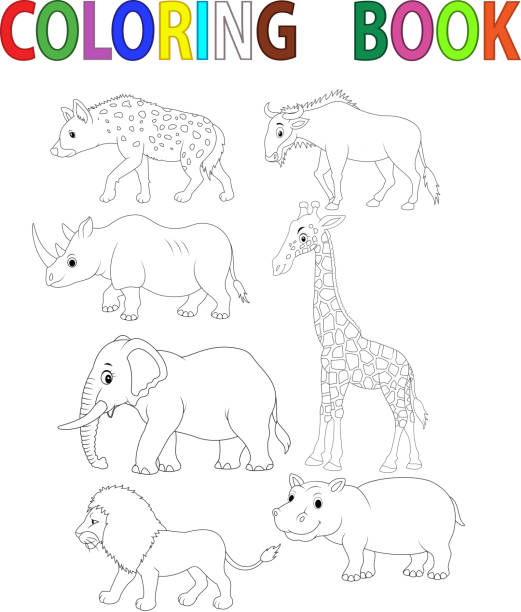 stockillustraties, clipart, cartoons en iconen met dinosaur coloring book - dinosaur trees