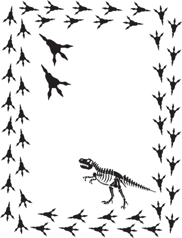 Dinosaur Tyrannosaurus Rex with Footprints