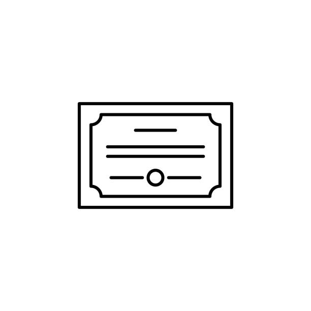 ilustrações, clipart, desenhos animados e ícones de diploma, ícone do certificado. elemento da ilustração da instrução. sinais e símbolos podem ser usados para web, logotipo, aplicativo móvel, interface do usuário, ux - estoque