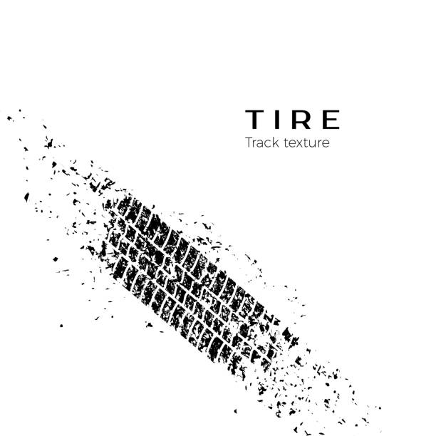Dirt track from the car wheel protector. Tire track silhouette. Grunge tire track. Black tire track. Vector illustration Dirt track from the car wheel protector. Tire track silhouette. Grunge tire track. Black tire track. Vector illustration skid mark stock illustrations