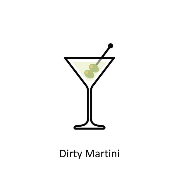 Dirty Martini cocktail icon in flat style Dirty Martini cocktail icon in flat style. Vector illustration dirty martini stock illustrations