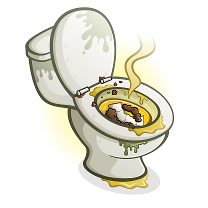 Dirty Toilet Cartoon Illustration