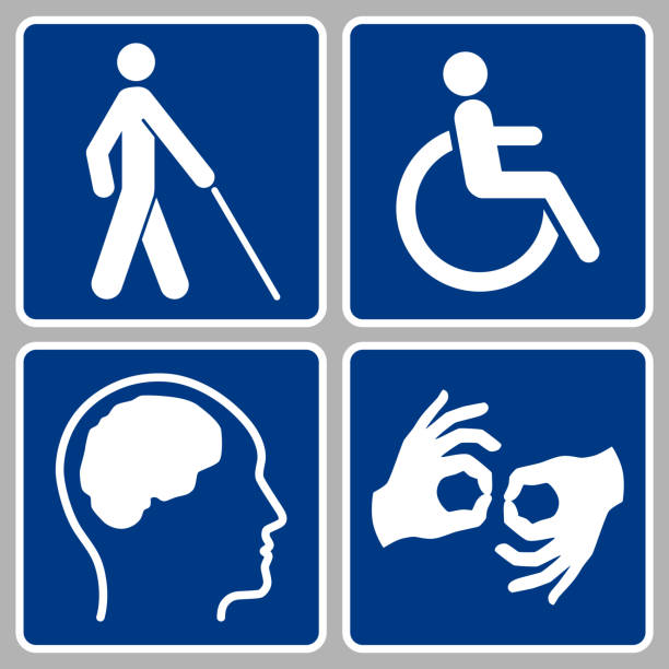 disabled icons set vector art illustration